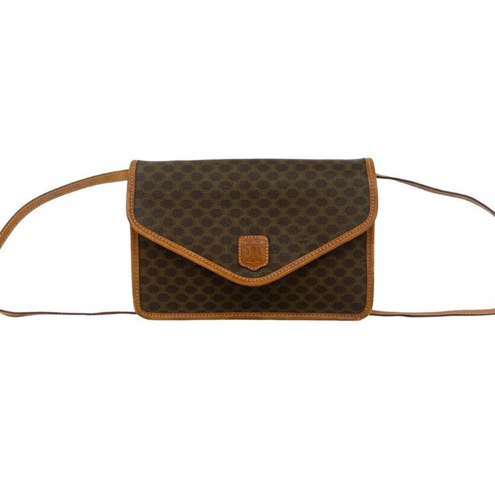 Celine Macadam Triomphe Leather PVC Shoulder Bag